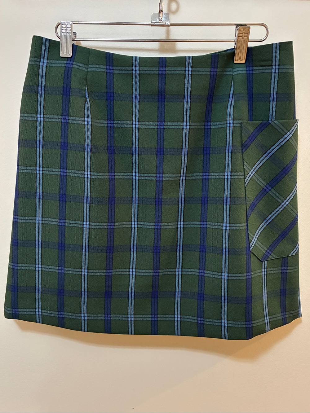 Tory Burch Sport Green Plaid Twill Golf Skort